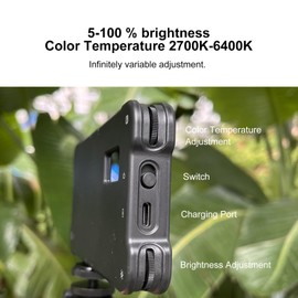 Sonew Portable Fill Light, Reduce Reflected Selfie Light with 52mm CPL Lens Filter, Rechargeable Photography Fill Light 2400K‑6400K