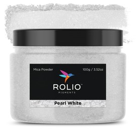 Rolio - Mica Powder - 100G / 3.5oz of Pigment for Paint, Dye, Soap Making, Nail Polish, Epoxy Resin, Candle Making, Bath Bombs, Slime - (Pearl White)