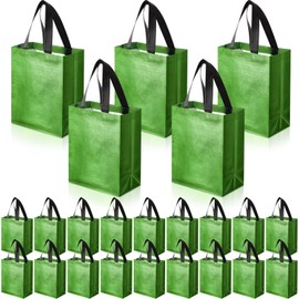 Eccliy 80 Pieces Gift Bags Set Glossy Reusable Tote with Handles Grocery Bags Bulk for Wedding, Bachelorette Party, Christmas(Medium,Green)