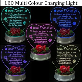 One I Love Heart Shape LED Light Gift BF GF Husband Wife Girlfriend Boyfriend Present with Wonderful Poem
