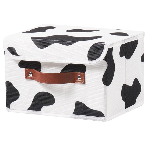VinneGenzz Storage Bin with Lid Cow Print Cute Fabric Storage