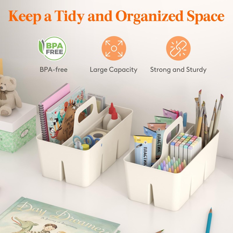 Lifewit Plastic Art Supply Storage Organizer, Divided Caddy Organizer with