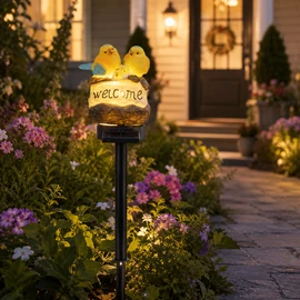 Solar Garden Bird Light for Outdoor Decor – Weather-Resistant Resin Lawn Lamp for Pathways & Doorways