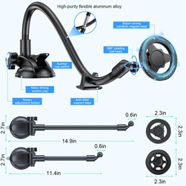 FALVFUN Gooseneck Car Phone Holder, Long Arm Vehicle Windshield & Dashboard Cellphone Mount with Strong Suction Cup, Anti-Shake Auto Interior Smartphone Stabilizer, Universal Fit (T005)