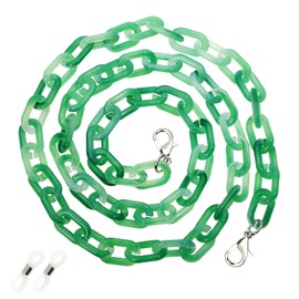 ONLYKXY Acrylic Glasses Chain Holder 60cm/23.6inch Multicolor Eyewear Retainer Eyeglass Straps Elegant Retro Sunglasses Lanyard Necklace Decorative Chain (Green, 1)