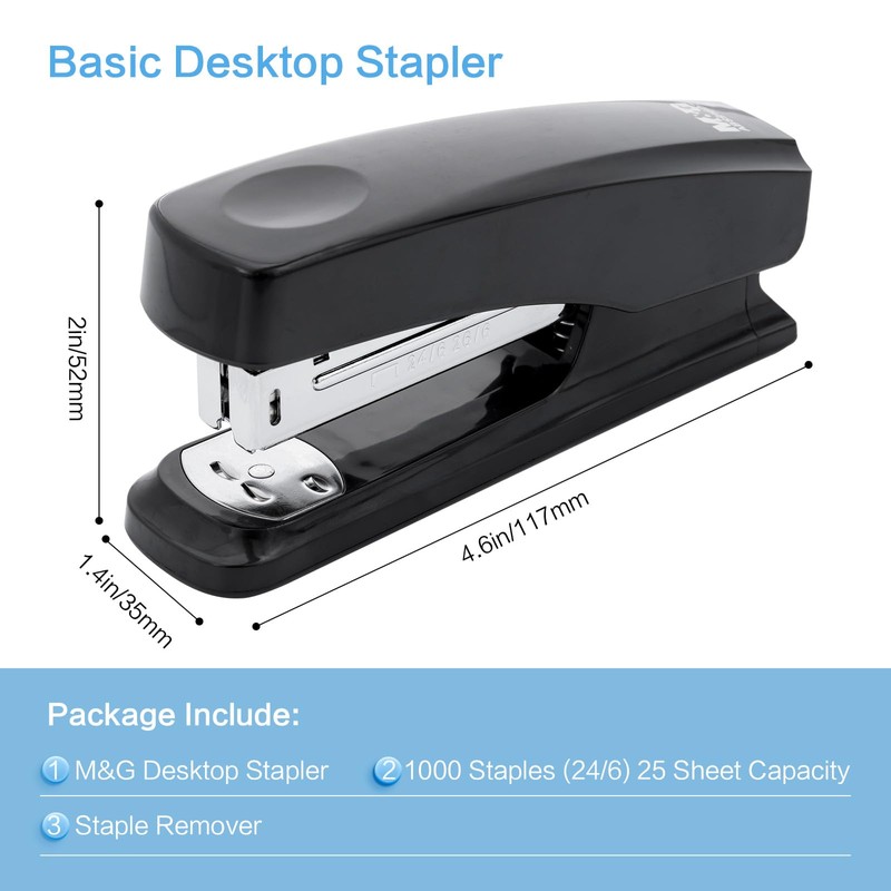 M&G Desktop Stapler Basic Stapler with 25 Sheet Capacity, Two