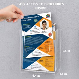 MaxGear Brochure Holder 6x9 inches Flyer Holder Acrylic Brochure Holders Wall Mount Pamphlet Holder Clear Literature Holder Plastic Brochure Holders Wall Mounted, 3 Packs