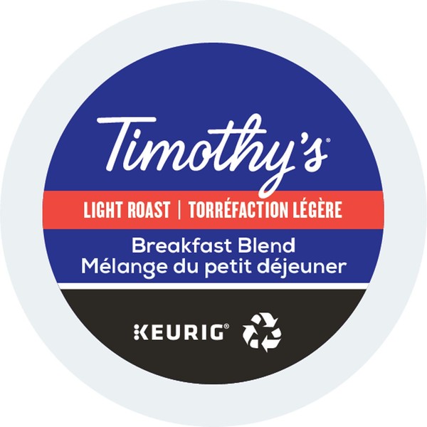Timothy's, Breakfast Blend, Single-Serve Keurig K-Cup Pods, Light Roast Coffee, 96 Count (4 Boxes of 24 Pods)