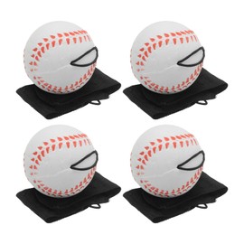 PATIKIL 2.5 Inch Sports Wrist Ball, 4Pcs Baseball Rubber Rebound Wristband Wrist Return Ball Sport on A String for Exercise Play, White