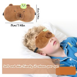 Schlafmaske Kinder, 2 Pcs Plüsch Augenmaske Capybara Schlafbrille für Kinder, Schlafbrille, Cartoon Schlafen Augenmaske, Sleeping Mask für Erwachsene Jungen und Mädchen