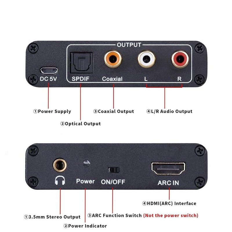 Aswalling -Compatible ARC Audio Extractor ARC toSPDIF Coaxial Stereo 3.5mm