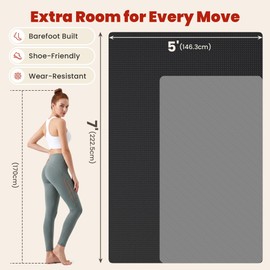 THAILE Large Exercise Mat, 7' x 5' x 6mm Thick, Heavy Duty Shoe-Friendly Workout Mat for Home Gym, Non Slip Large Yoga Mat for Pilates, Stretching, Cardio & Floor Workouts