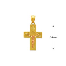 TOUSIATTAR 14K Gold Jesus Cross Pendant - Luxury White CZ Catholic Christian Religious Necklace - Nice Jewelry Gift for Women and Men (Rose)