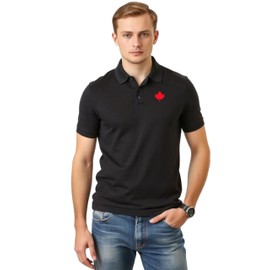 Mens Canada Shirt, Custom Handmade Canada Day Maple Leaf Shirt for Men L3 (Polo, Black, S)