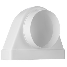 Steinberg14 White 125 mm - 220x55mm Rectangular to Round 90 Degree Bend - Plastic Elbow Adapter