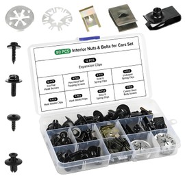 Pack of 80 Self-Tapping Screws Stainless Steel Self Tapping Body Screws with Nuts, Phillips for Car Bonnet & Body (Rust-Proof)