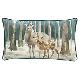 Evans Lichfield Stag Scene Cushion Cover, Teal, 30 x 50cm