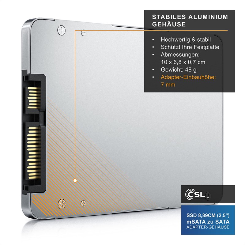 CSL Hard Drive Enclosure SSD 8.89 cm (2.5 Inch) mSATA
