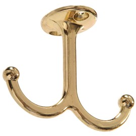 Hillman Hardware Essentials 852305 Under Shelf Coat Hook Brass Plated -2 Pack