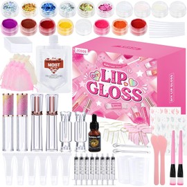 Jcoos Kit de fabricación de brillo de labios, juego de brillo de labios para adolescentes, adolescentes, adolescentes, niñas, mujeres, kit divertido para hacer brillo de labios, haz tu propio kit de