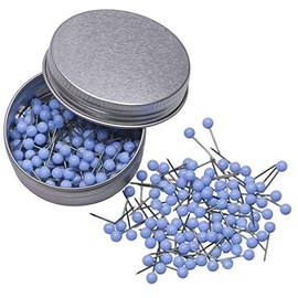 Tupalizy 1/8-Inch Map Tacks Plastic Beads Head, Steel Point, 220-Count (Blue)