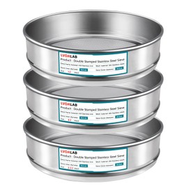 3 Pack 304 Stainless Steel Mesh Lab Sieves, 200mesh 0.075mm, 80 Mesh 0.2mm, 10 Mesh 2mm Aperture Test Sieve,7.9in/20cm Dia Economy Test Sieve for Industrial Laboratory Homes