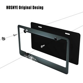 HOSNYE Mountain Landscape License Plate Frame Mountains Hand Drawing Rocky Peaks Metal License Plate Cover Front Plates Frames Car Tag Frame for Women Men US Vehicles Standard