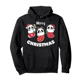 Cute Pandas In Christmas Stockings For Christmas Pullover Hoodie