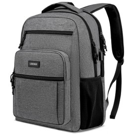 LIBENED Backpack for Women Men, School Backpack for Teen Boys,17.3 inch Laptop Back Pack for High School and College Students with USB Charging Port, Large Computer Bookbag, Grey