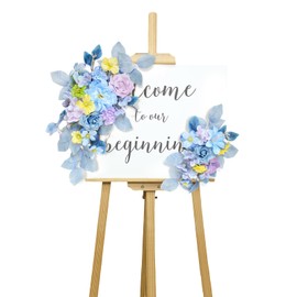BASIMAN Set of 2 Wedding Arch Flowers Welcome Sign，Flowers for Backdrop Decoration,Wedding centerpieces for Tables,Floral Garland, Decorations for Reception (Bright Blue)