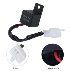 Kardne LED Indicator Relay, 12 V Motorcycle 2-Pin Indicator Relay, Universal Flasher Relay, Load Independent, 150 W Load Independent Flashing Frequency Control Relay