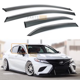 S.H. Fits for 2018-2022 8th Gen Toyota Camry 4 Door Sedan Luxury Chrome Trim Smoke Tinted Window Visors Rain Guards Deflector, Black