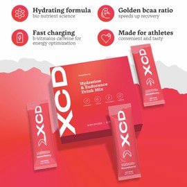 XCD LMTS Electrolyte Powder Packets (20-Count) - Strawberry Electrolyte Drink Mix - Non-GMO, Gluten-Free, Vegan Electrolytes Powder Packets for Athletes