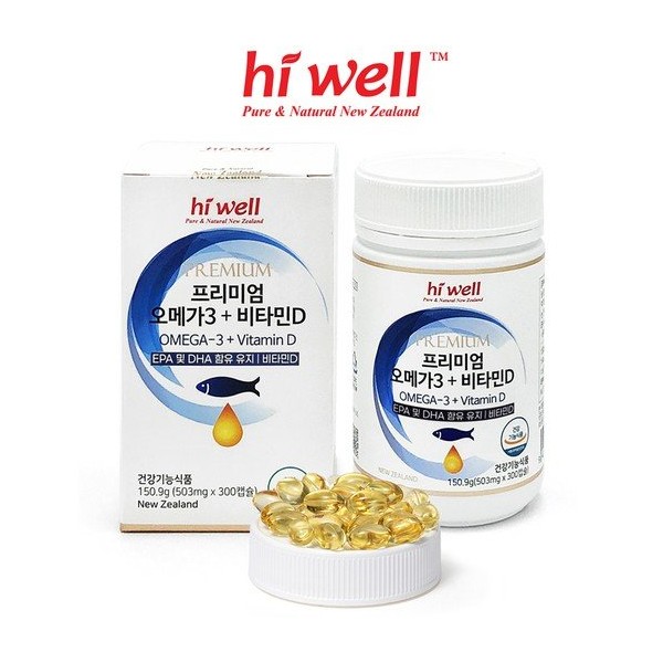 Hi Well Omega 3 Vitamin D 300 capsules (1 bottle) / 하이웰 오메가3 비타민D 300캡슐 1통