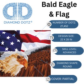 DIAMOND DOTZ ® - Bald Eagle & Flag, Partial Drill, Round Dotz, Diamond Painting Kits, Diamond Art Kits for Adults, Patriotic Diamond Art, Diamond Art, Kits, 22"x28"