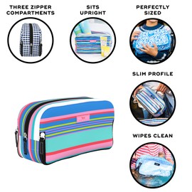 SCOUT 3-Way Bag - Travel Makeup Pouch and Toiletry Bag for Women with Three Zipper Compartments - Stands Upright, Wipes Clean
