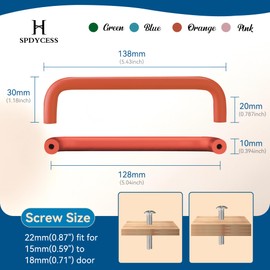 SPDYCESS Pack of 4 Aluminium Kitchen Handles, 96/128 mm, Hole Spacing, Colourful Cabinet Door Handles with Screws, Drawer Handles for Kitchen, Bedroom