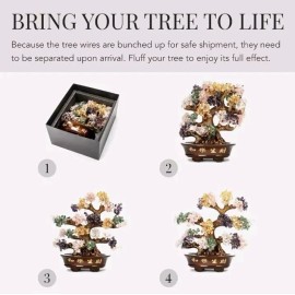 KALIFANO Gemstone 8.25 Inch Bonsai Tree of Life Sculpture -Aventurine Green-NEW