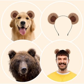 Delfd Brown Bear Ears Headband Fluffy Chipmunk Ears Headband, Fashion Hairband Face Wash Makeup Hairband for Adults, Soft Plush Movable Ears Design