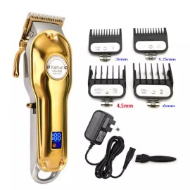 KEMEI Cordless KM-1986 All-metal Professional Clippers Hair Trimmer Barber 1071 - Gold