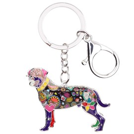DOWAY Enamel Rottweiler Dog Keychain Keyring Bag and Belt Loop Accessory for Kids Adults Party Jewelry Gifts (Purple)