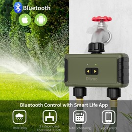 DIIVOO Sprinkler Timer 2Zone Bluetooth Water Timer for Garden Hose Outdoor Programmable