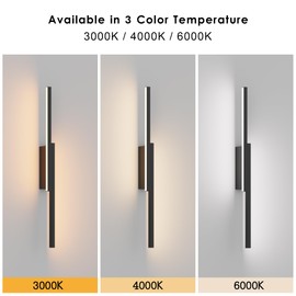 Aipsun 23.6inch Black Battery Operated Wall Sconce Set of 2, Rechargeable Wall Sconce Lighting Dimmable Wireless Wall Lights for Living Room,Bedroom