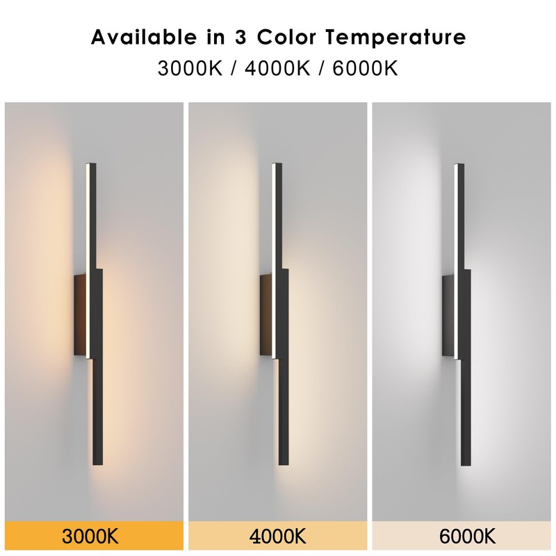 Aipsun 23.6inch Black Battery Operated Wall Sconce Set of 2,