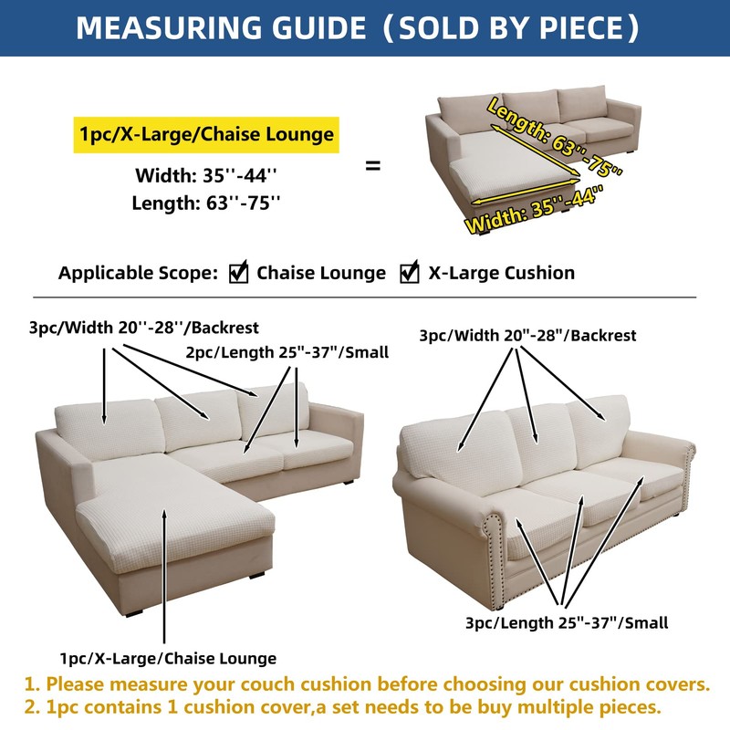 Eismodra Sectional Couch Covers Chaise Cushion Cover for Sofa L