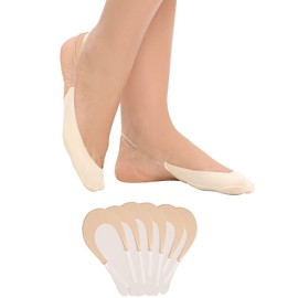 MANZI 6 Pairs of Toe Socks Women's Half Socks Invisible Socks with Non-Slip TPU Sling Black Skin Colour, 6 pairs of skin colours