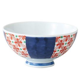 Hasamiyaki 31175 Krasino Tsuwa Rice Bowl, Dyed and Brocaded Pattern, Made in Japan