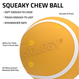 Playology Squeaky Dog Toy | Durable Rubber Interactive Dog Ball | Cheddar Cheese Scented Fetch Ball for Large Dogs | Floating Dog Toy Made from Non Toxic Materials