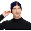 Chicago Flag Bear Face Cuffed Knit Hat Navy