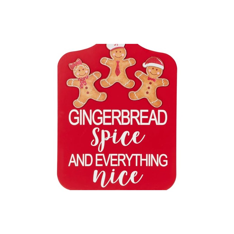 Gingerbread Spice and Everything Nice Red Decorative Hanging Plaque, 30cm